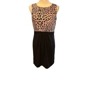 Ann Taylor Loft  Animal Print Black Dress Sz 6P
